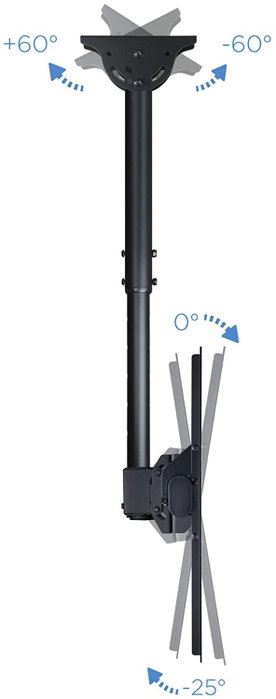 Tooq Soporte de Techo LPCE1155TSLI-B para TV 32-55" hasta 50kg - Orientable, Inclinable y Extensible, Compatible con Pantallas Curvas y Techos Inclinados, Color Negro